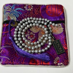 Honora Silver Pearl Necklace with Purple Silk Pouch